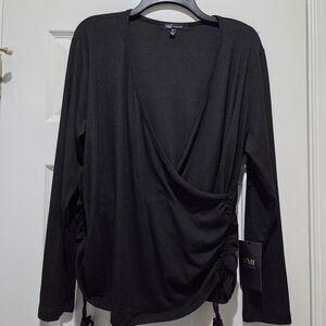 YMI Elegant Black Wrap Blouse